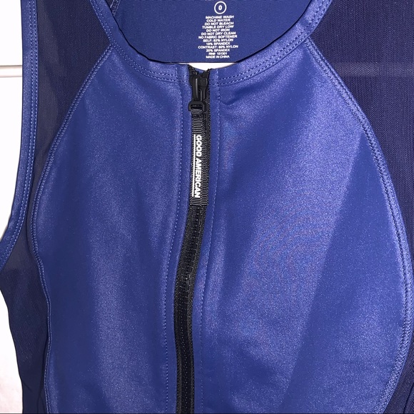 Good American The Power Zip Sports Bra Blue NWT - Picture 5 of 9